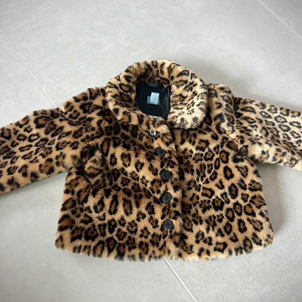 NWT Gap Kids Leopard Faux Fur Jacket